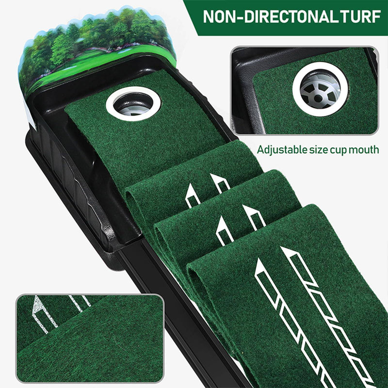 JIMITOP Putting Green Indoor - Golf Putting Mat boasts genuine green speed and a wrinkle-free surface. Practice Putting Mat with lenticular 3D backplate, Alignment Guides and Ball Return - Golf Gift