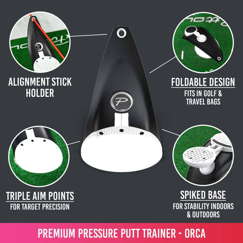 PuttOUT Premium Pressure Putt Trainer - Perfect Your Golf Putting, Orca - Golf Gift