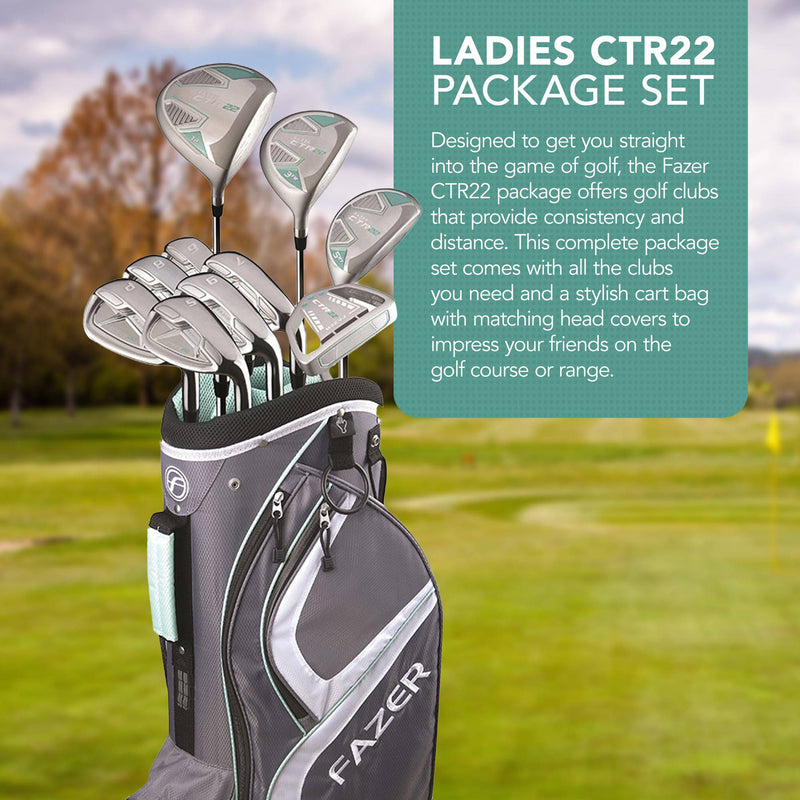 FAZER CTR22 Ladies Golf Clubs Full Set with Cart Bag, Driver, Fairway Wood, Hybrid, Oversize Irons 6-SW, Mallet Putter - Graphite Shafts, All-Weather Grips- Golf Club Sets for Women - Golf Gift