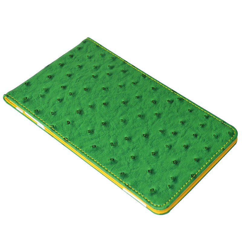 On Par Premium Golf Scorecard Holder - Ostrich, Green/Yellow - Golf Gift