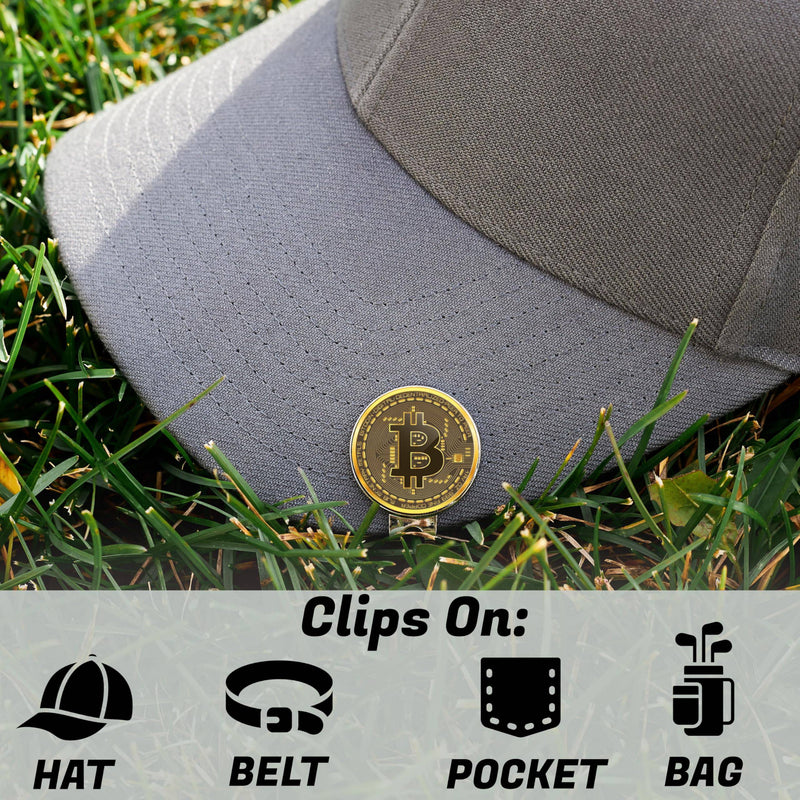 HODL 21 Bitcoin Golf Ball Marker with Magnetic Hat Clip Set - Men's and Women's Golf Accessories and Gift Ideas - Bitcoin Ball Marker - Removable Attaches Easily to Golf Cap - Golf Gift