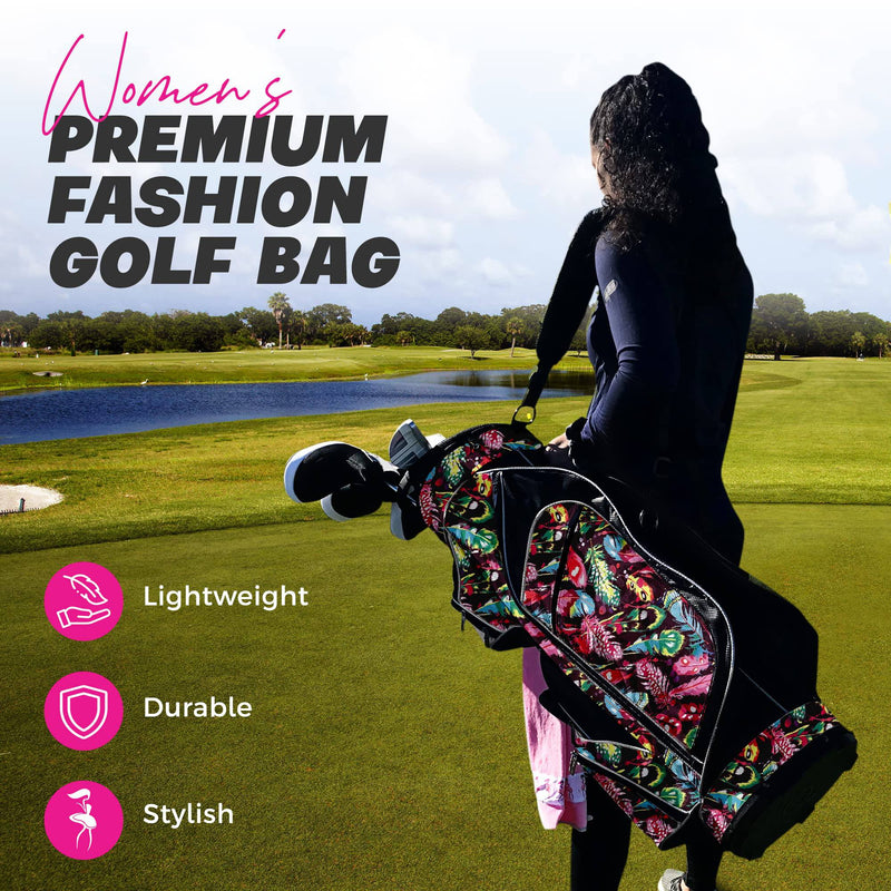 Taboo Fashions - Golf Bags for Women, 14-Way Golf Club Bags, Large-Capacity Womens Golf Bag, Ladies Golf Bag w/ 7 Zippered Pockets, & Insulated Beverage Compartment, 35 x 11 in, Native Joy - Golf Gift