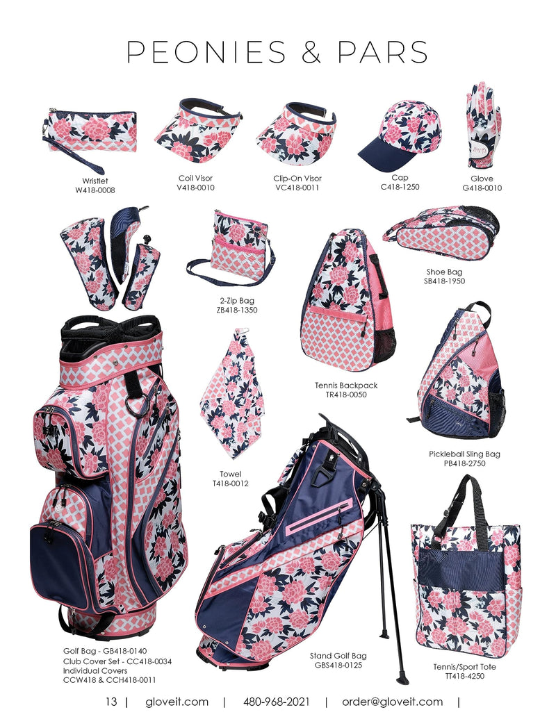 Glove It Golf Ladies Lightweight Cart Bag 6lbs, 15-Way Divider, 9 Pockets - Peonies & Pars - Golf Gift