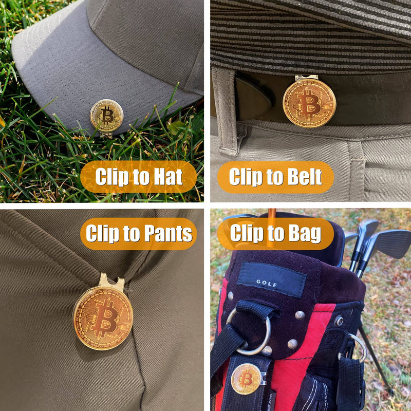 HODL 21 Bitcoin Golf Ball Marker with Magnetic Hat Clip Set - Men's and Women's Golf Accessories and Gift Ideas - Bitcoin Ball Marker - Removable Attaches Easily to Golf Cap - Golf Gift