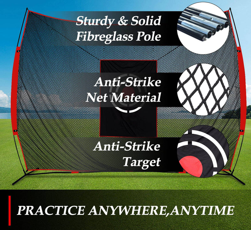 Golf Practice Hitting Nets for Backyard Driving Indoor Use Heavy Duty Practice Golf Driving Pitching Nets for Backyard Premium Portable Golfing Ball Netting Cages with Frame and Target 12X10 FT - Golf Gift