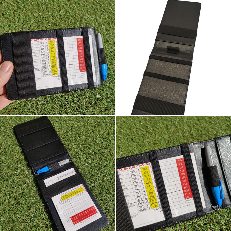 Personalised Golf Scorecard Holder with Matching Pencil | Brown Leather | Suitable for All Golfers | Birthday Present | Christmas Gift - Golf Gift