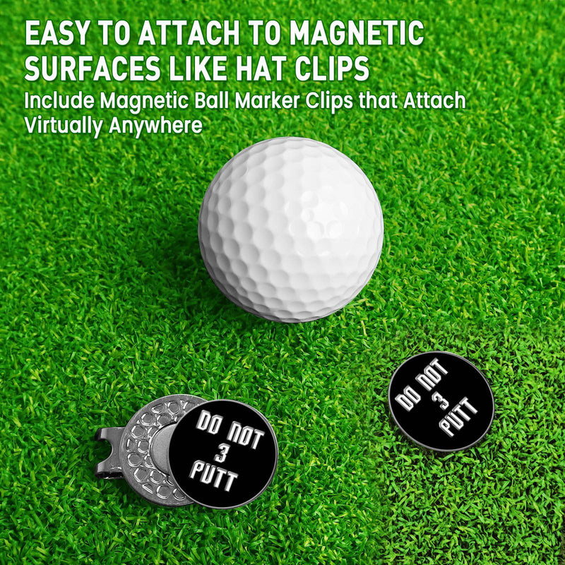 AMRTA Magnetic Golf Ball Marker Hat Clip 1pcs with 2pcs Ball Markers Golf Ball Markers Personalised for Putting Coin Golf Gifts Golfer (3 Putt Black) - Golf Gift