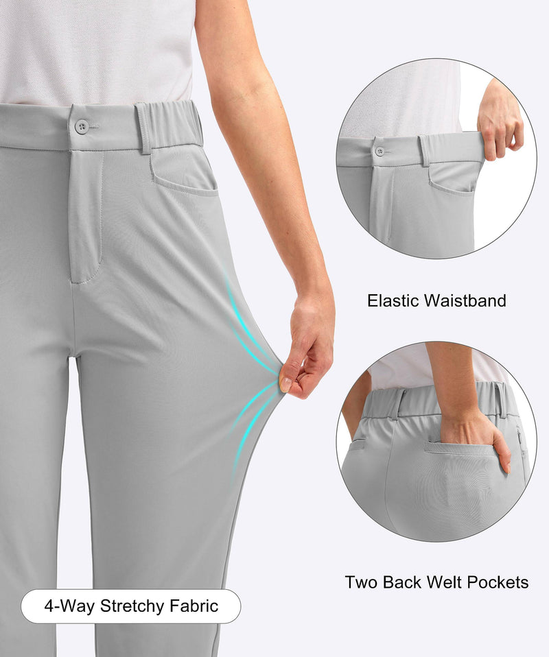 SANTINY Women's Golf Pants with 5 Pockets High Waisted Quick Dry Stretch Pants for Women Travel Work Casual, Grey, M - Golf Gift