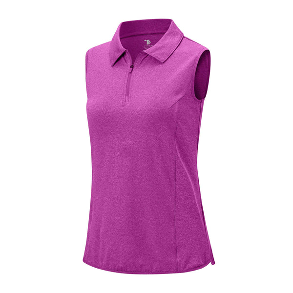 Rdruko Womens Sleeveless Running Tops Breathable 1/4 Zip Golf Tennis Polo Shirts Summer Quick Dry Casual Work Sport Gym T Shirts Deep Rose M - Golf Gift