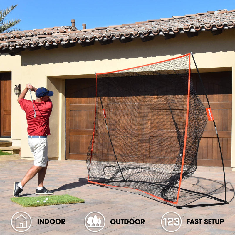 GoSports Golf Practice Hitting Net - Huge 10' x 7' Size - Designed By Golfers for Golfers, Red - Golf Gift