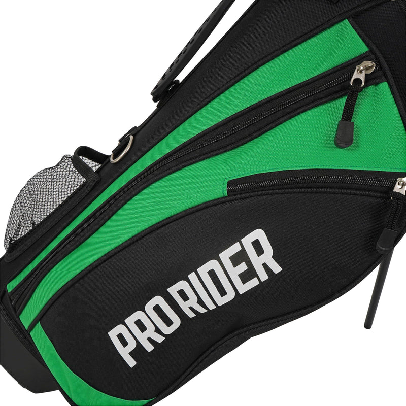 Pro Rider JR1 Junior Stand Bag Golf Package Set | Kids Golf Starter Set with 4 Clubs | Oversize Driver, Irons, Putter, Bag & Headcovers | Lightweight Graphite Shafts & Soft Grips (Green, Ages 5-8) - Golf Gift