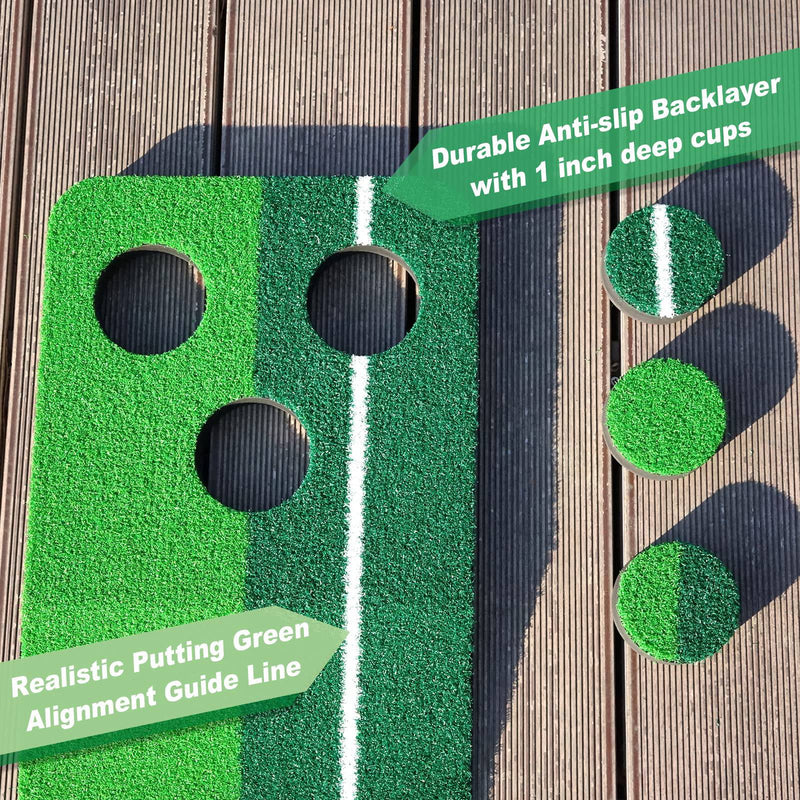 SENSECLUB Golf Pong Putting Game, Putting Green Indoor Golf Putting Game Set, Backyard Golf Party Game - Includes 8.5 x1 Golf Putting Mat - Golf Gift