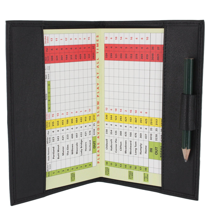 Soft Leather Golf Scorecard Holder 2315 Black - Golf Gift