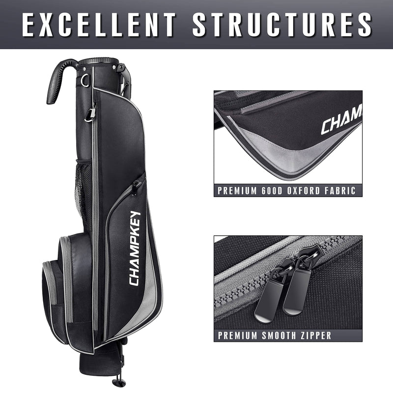 CHAMPKEY Lightweight Golf Stand Bag | Professional Pitch Golf Bag Ideal for The Driving Range, Par 3 and Executive Courses（Golf Stand Bag 2.0） - Golf Gift