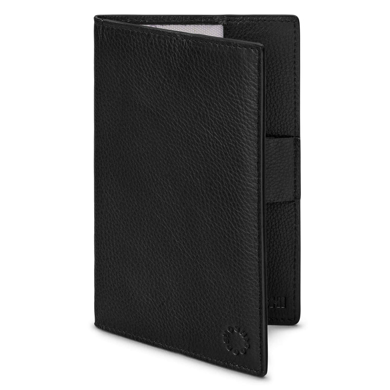 Yoshi [Black] Leather Golf Scorecard Holder, for Golf Score Cards, Men & Women with Pen Loop - Golf Gift