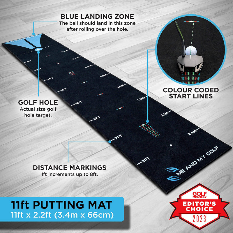 Me and My Golf The Breaking Ball Golf Putting Mat (11 FT), Black - Golf Gift