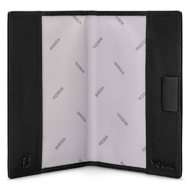 Yoshi [Black] Leather Golf Scorecard Holder, for Golf Score Cards, Men & Women with Pen Loop - Golf Gift