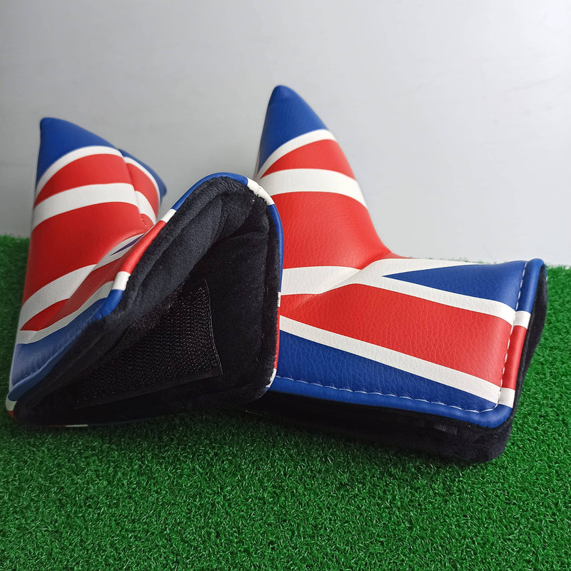 UK Flag Pattern Golf Putter Head Cover, Waterproof and Durable Leather, Thick Plush Velcro Closure, Fits Blade Putters Cute and Soft - Golf Gift