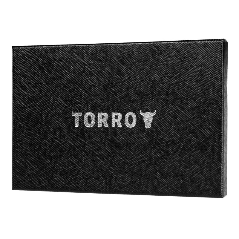 TORRO Golf Scorecard Holder – Genuine Leather Golf Scorecard Holder with Card Slot and Pencil Loop - Gift for Golfers (Black with Red Detail) - Golf Gift