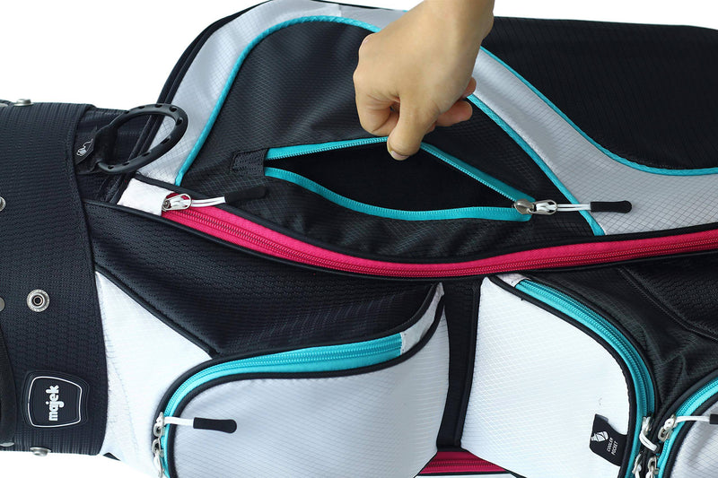 BAFEYU Majek Ladies Black White Teal Pink Golf Bag 9 inch 14-Way Friendly Separator Top - Golf Gift