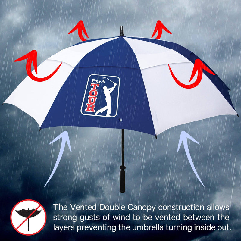 PGA Tour Windproof Golf Umbrella, Blue,White, 62-Inch - Golf Gift