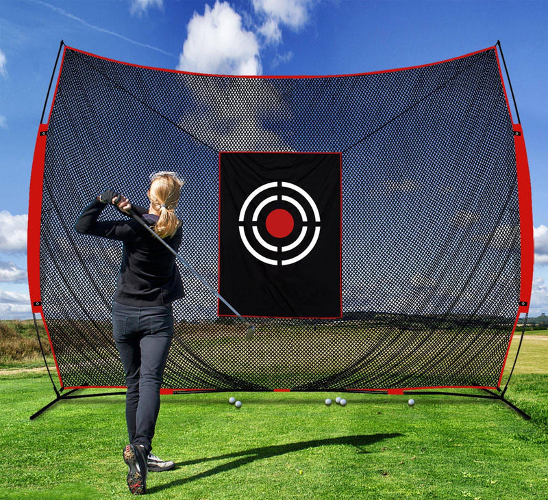 Golf Practice Hitting Nets for Backyard Driving Indoor Use Heavy Duty Practice Golf Driving Pitching Nets for Backyard Premium Portable Golfing Ball Netting Cages with Frame and Target 12X10 FT - Golf Gift