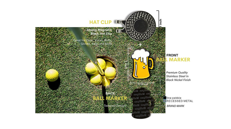 Mulligan Hooligan Beer Mug Ball Marker + Magnetic Hat Clip, Unique Golf Gift, Premium Quality, The Perfect for Your Favorite Golfer, Golf Accessories for Any Occasions - Golf Gift