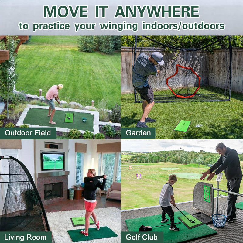 Golf Training Mat, LIBERRWAY Golf Mat Analysis Swing Path with 1 Replacement, Outdoor/Indoor Golf Swing Trainer Portable Golf Practice Mat for Improving Swing Accuracy and Distance - Golf Gift