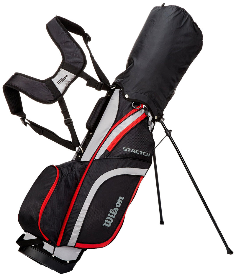 Wilson Amazon Exclusive Men's Stretch Beginner Complete Set, 10 Golf Clubs with Stand Bag, Black/Grey/Red, Standard Length - Golf Gift