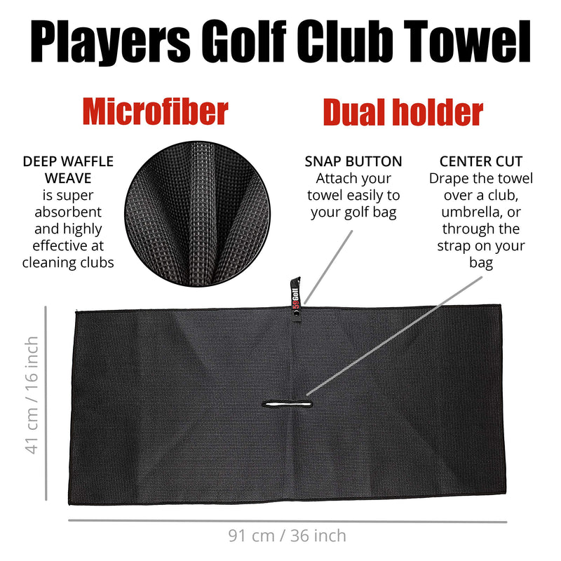 59Golf - Golf club cleaning kit : foaming golf club brush with water/soap tank + golf club towel + golf ball towel + magnetic keychain… (Black Towels) - Golf Gift