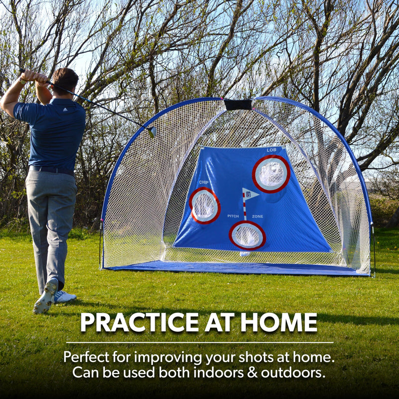 PGA Tour Pro Size Driving Net with Carry Bag - Height 214cm/7ft - Width 305cm/10ft - Depth 153cm/5ft - Golf Gift