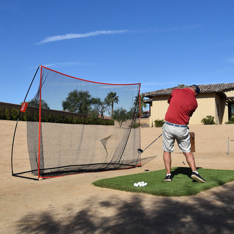 GoSports Golf Practice Hitting Net - Huge 10' x 7' Size - Designed By Golfers for Golfers, Red - Golf Gift