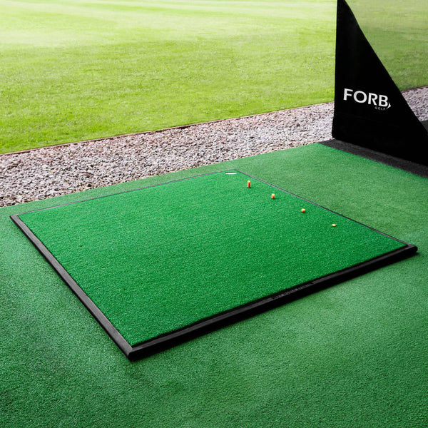 FORB Driving Range Golf Practice Mat With Golf Tees | Professional Quality | Optional Rubber Mat Base & Tray | 30mm Artificial Grass - Golf Training Aids (Golf Mat + Base) - Golf Gift