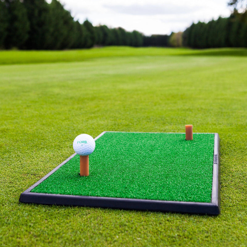 FORB Launch Pad Golf Practice Mat (Fairway/2-in-1) (60cm x 30cm) - Mini Golf Mat Choose From Realistic Fairway & Semi-Rough Lies (Fairway) - Golf Gift