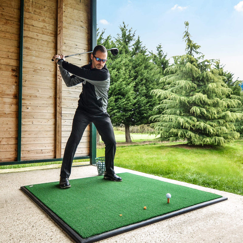 FORB Driving Range Golf Practice Mat With Golf Tees | Professional Quality | Optional Rubber Mat Base & Tray | 30mm Artificial Grass - Golf Training Aids (Golf Mat + Base) - Golf Gift