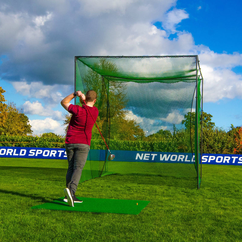 FORB Freestanding Golf Cage & Net - 10ft x 10ft x 10ft | Home Driving Range – Professional Outdoor High Impact Hitting Cage | Premium Netting + Impact Panel & Strong Poles - Golf Gift