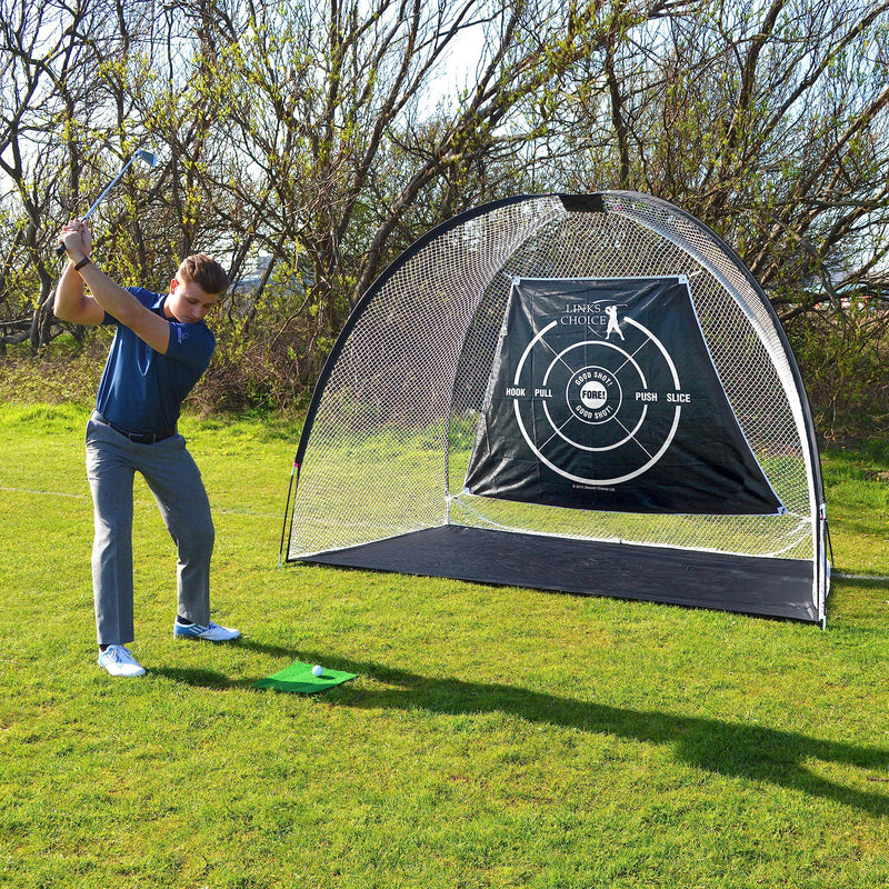 Links Choice Pro Size Golf Driving Net with 24 Free Golf Balls and Grass Mat - Golf Gift