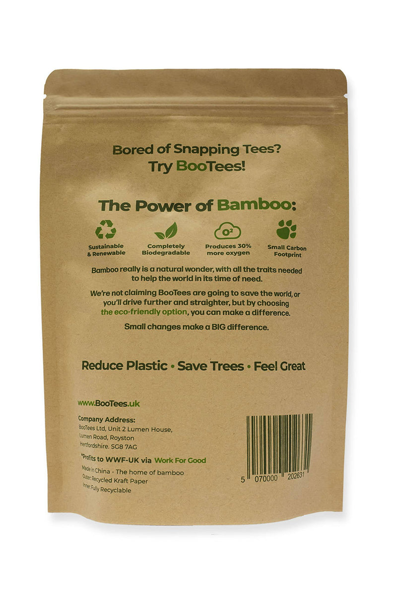 absolute BooTees® Bamboo Golf Tees Strong Biodegradable Sustainable 70mm 30 | 60 | 100 pcs