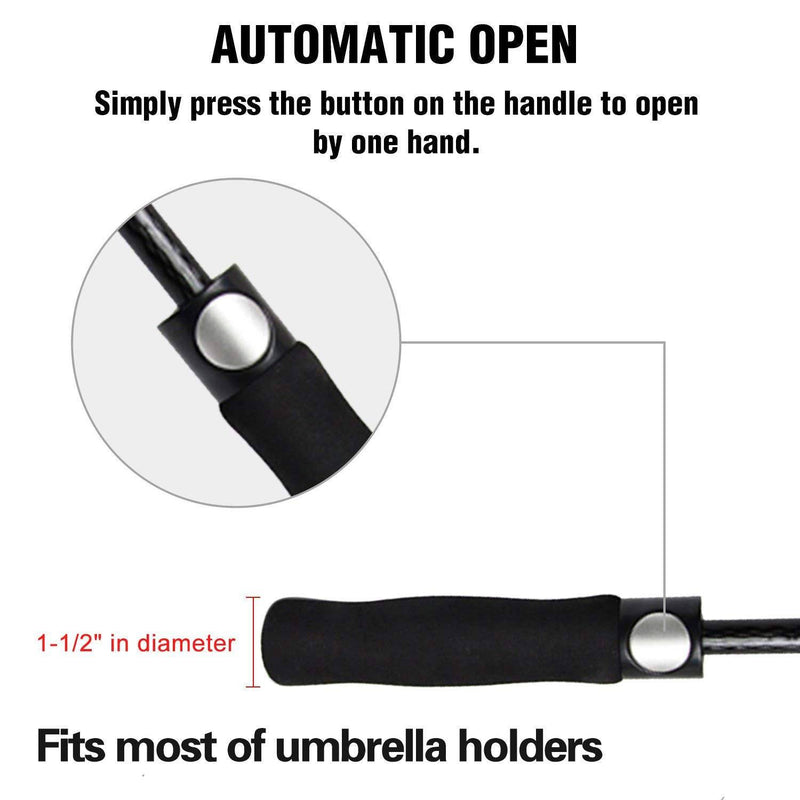 ACEIken Golf Umbrella Windproof Large 62 Inch, Double Canopy Vented, Automatic Open, Extra Large Oversized, Waterproof Sun Protection Ultra Rain & Wind Resistant Umbrellas, Black