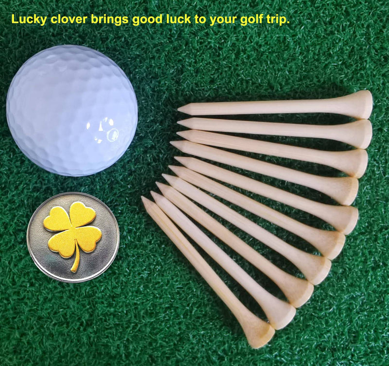 Adhere golf ball markers Full Metal Markers Four-Leaf Clover Unique Metal Golf Ball Marker with a Magentic Hat Clip (All Metal Four-Leaf Clover)