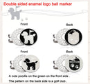 ADHERE Golf Ball Markers Unique Double Side Cute Poodle Enamel Logo with A Magnetic Hat Clips，a Good Gift for Golfer,Dog Lover (White+Black)