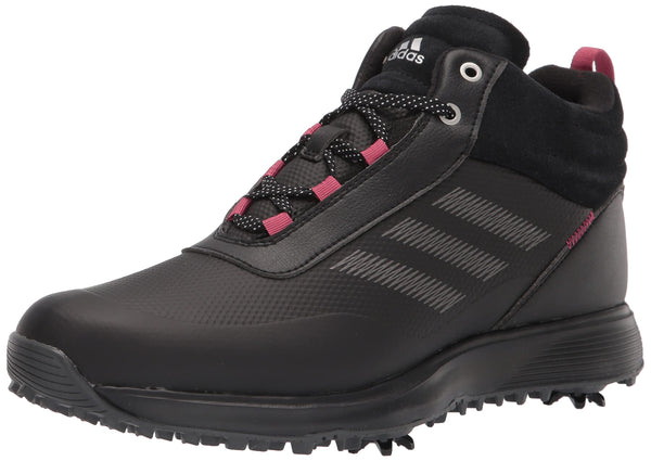 adidas Women's W S2g Spike Mid Golf Shoe, Core Black/Dark Silver/Wild Pink