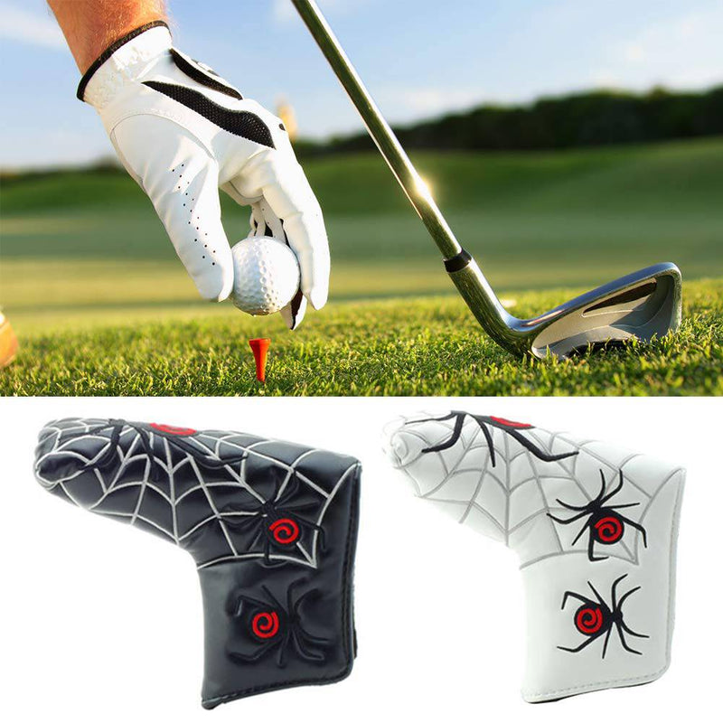 ALEOHALTER Golf Putter Head Cover Spider Web Golf Blade Putter Head Cover PU Leather Mallet Club Protector Golf Putter Cover(Black)