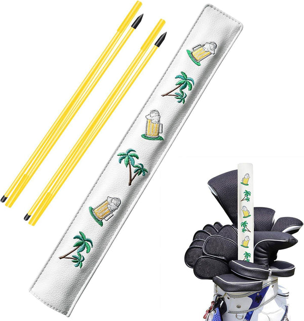 Golf Alignment Stick Training Aid Foldable Rods 2 Sticks with Cover, Practice Aid for Aiming Putting Swing Trainer Posture Corrector Indoor Outdoor (Yellow)