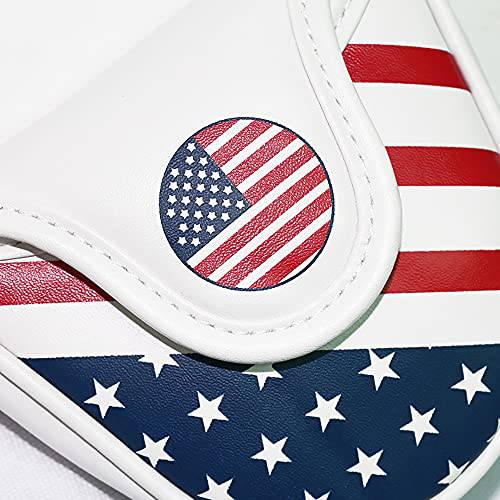 ANCLLO Golf Club Mallet Putter Cover Magnetic Closure Creative USA Flag Pattern Golf Putter Headcover