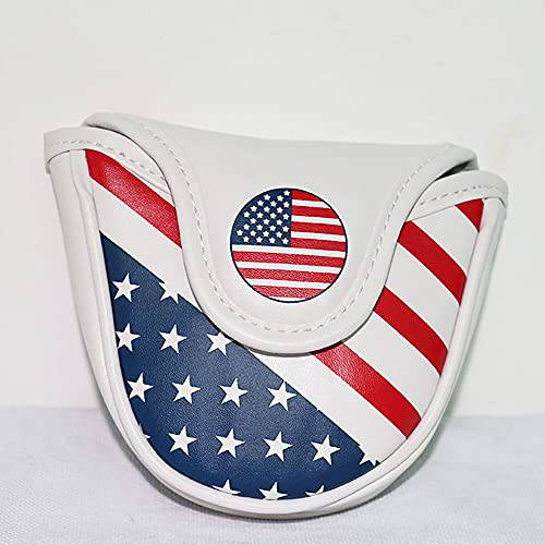 ANCLLO Golf Club Mallet Putter Cover Magnetic Closure Creative USA Flag Pattern Golf Putter Headcover