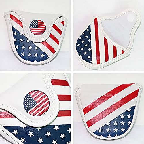 ANCLLO Golf Club Mallet Putter Cover Magnetic Closure Creative USA Flag Pattern Golf Putter Headcover