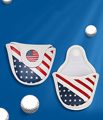 ANCLLO Golf Club Mallet Putter Cover Magnetic Closure Creative USA Flag Pattern Golf Putter Headcover