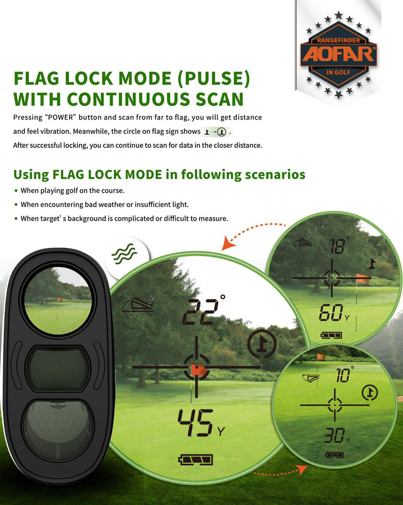 AOFAR GX-6F Golf Range Finder Devices Distance Measuring Rangefinder with Continuous Scan, Flag Pole Locking Vibration, Non-Slope for Tournament, 500 Yards High-Precision Accurate Golfer Gift