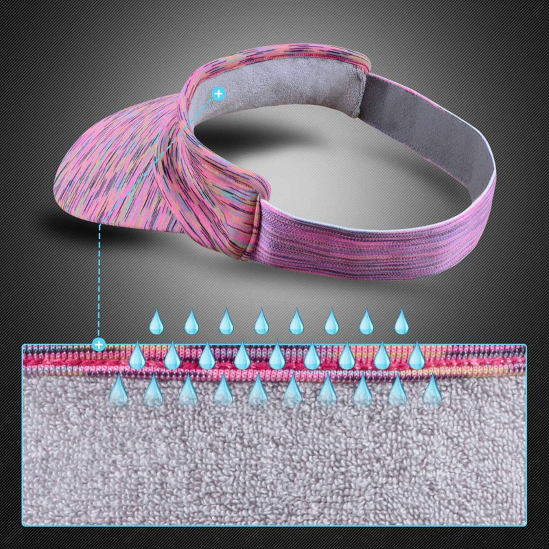Arcweg Sun Visor Hat Women Men Sweat Absorption Sports Visor Elastic with Brim UV Protection UPF 50+ Foldabl Fashion Sun Golf, Pink